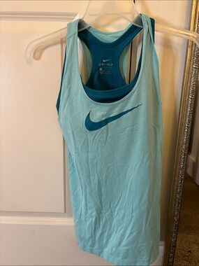 Nike Women's Teal & Light Blue Dri-FIT Racerback Tank
